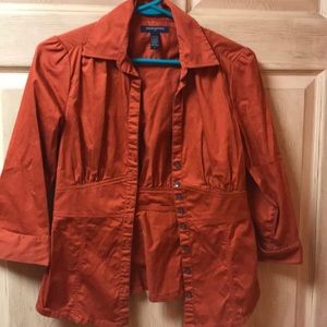 Banana republic burnt orange collared blouse. Purchased this here but don’t fit